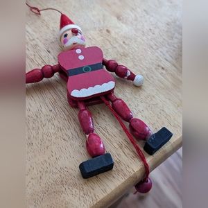 Vintage Handmade Wooden Santa Claus Moving Hands Legs Christmas Toy